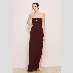 Watters Strapless Burgundy Gown